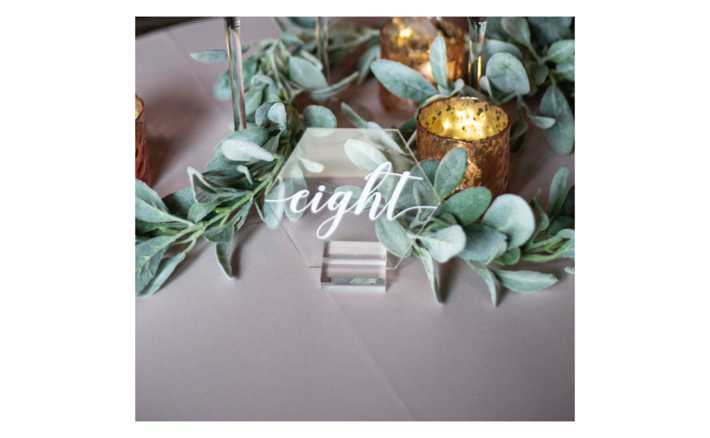 Table Numbers Octagon Plexiglass with White Lettering Venue 5126