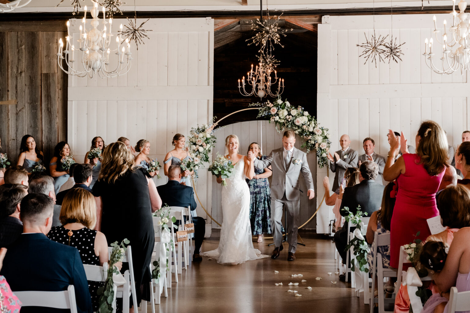 Moon gate barn wedding ceremony
